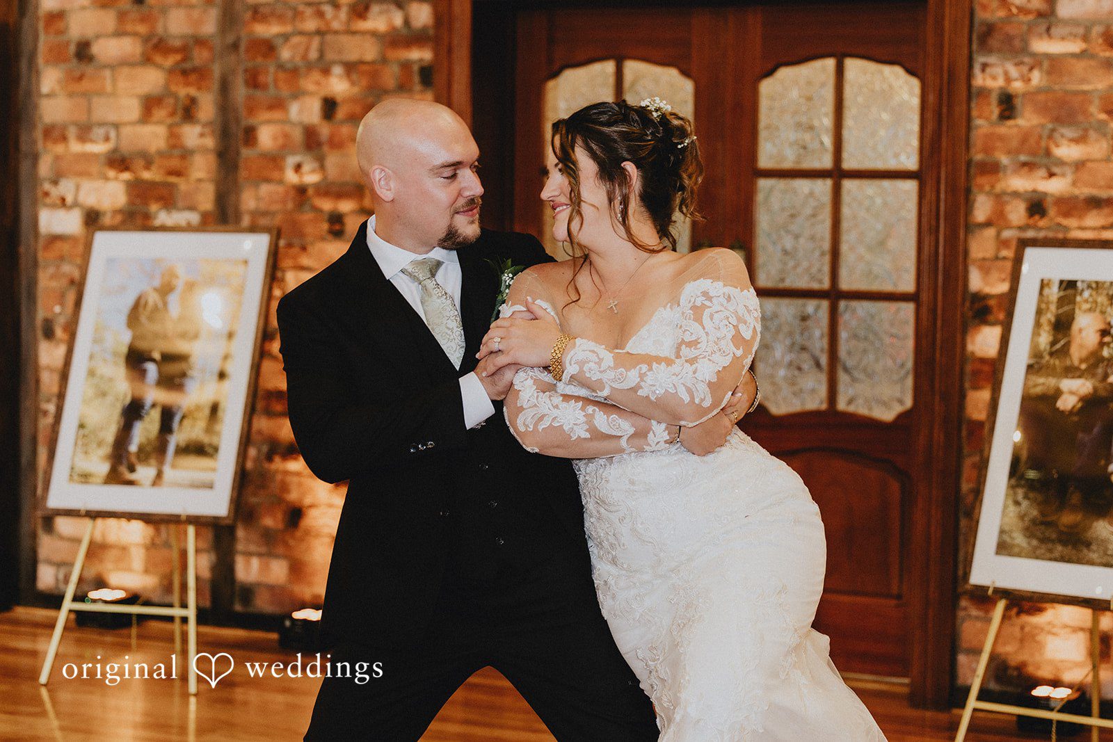 Samantha + Michael Bride and groom smiling at each other during a reception dance.
