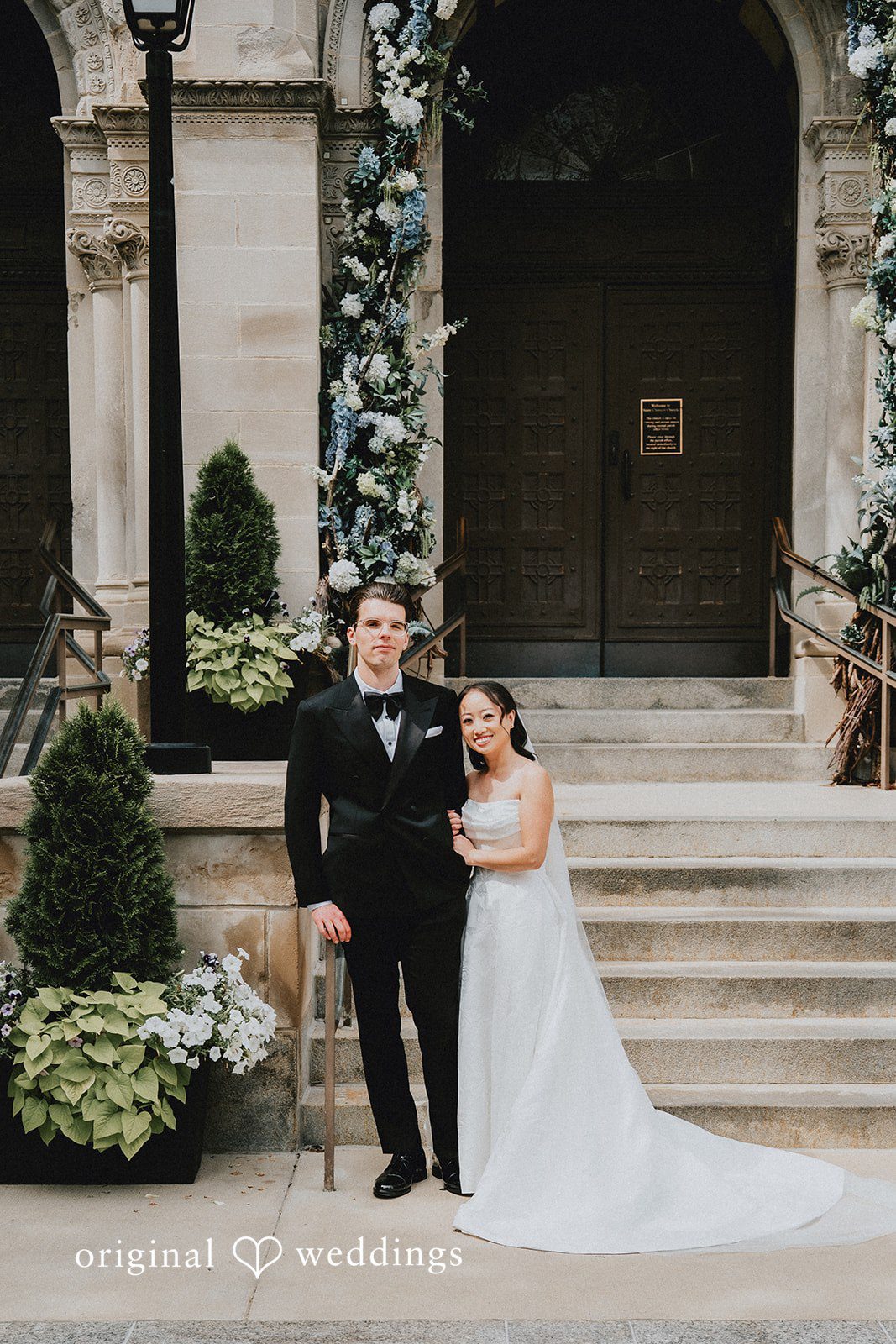 Aleksandar + Anna Bride and groom standing together at Salvatore’s.