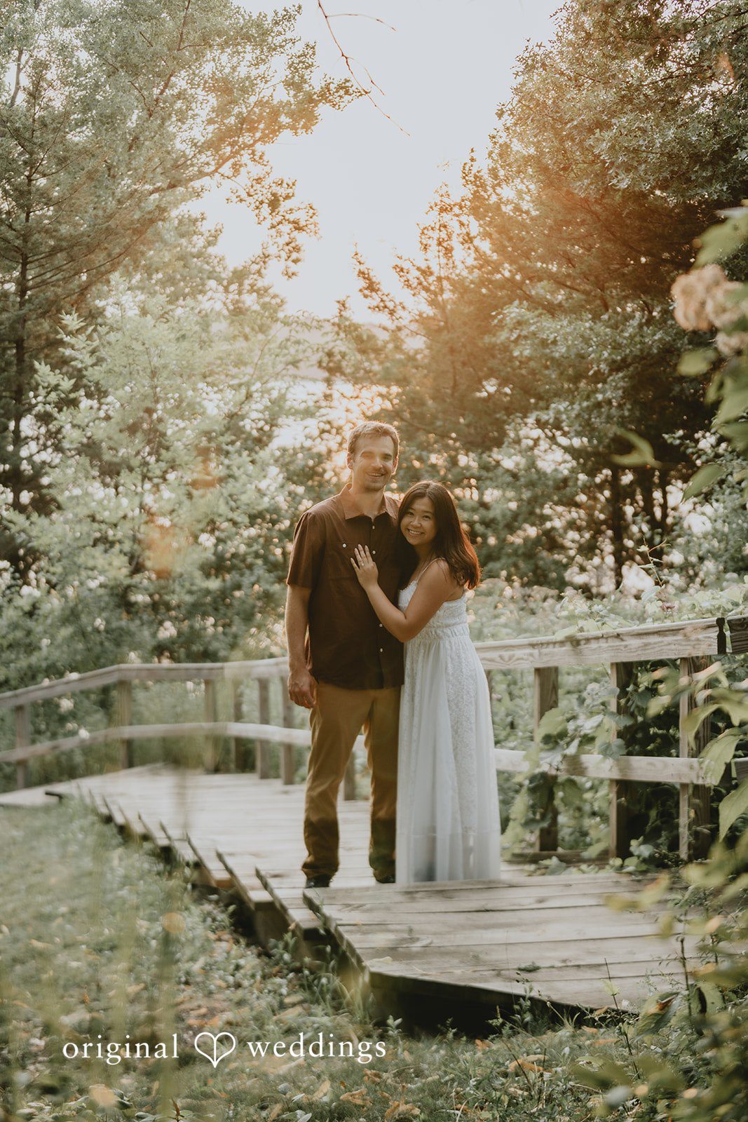 Jake + Ida Couple by the wooded trail
