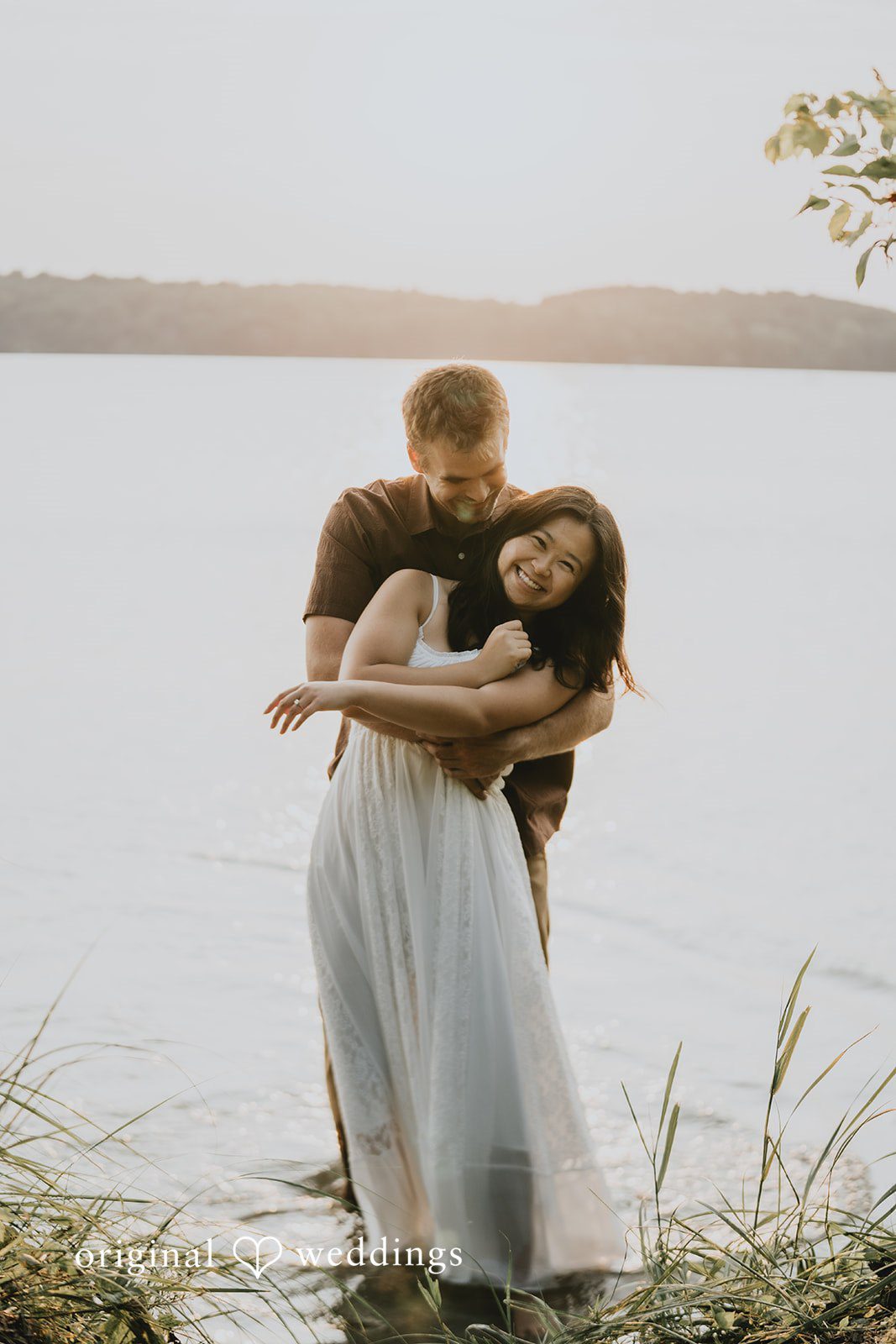 Jake + Ida Portrait by the water edge