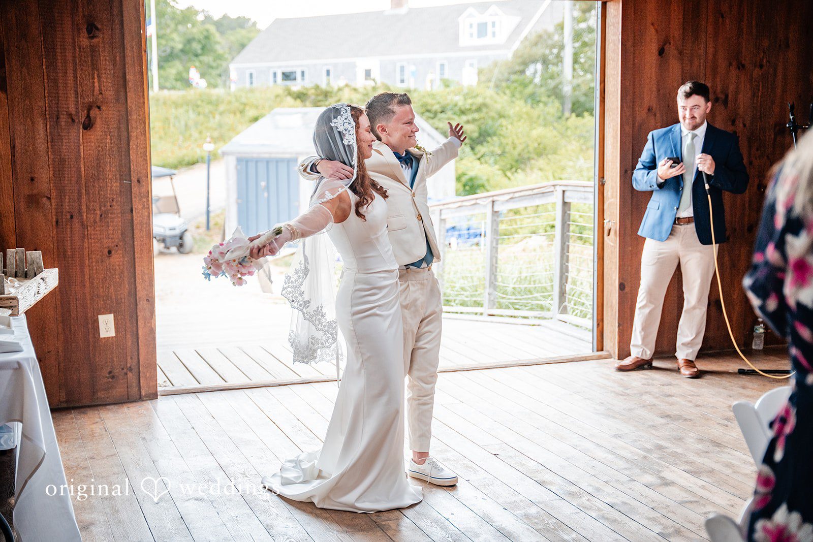 Jacqueline + Sarah A bride and groom are looking so happy together after wedding ceremony.