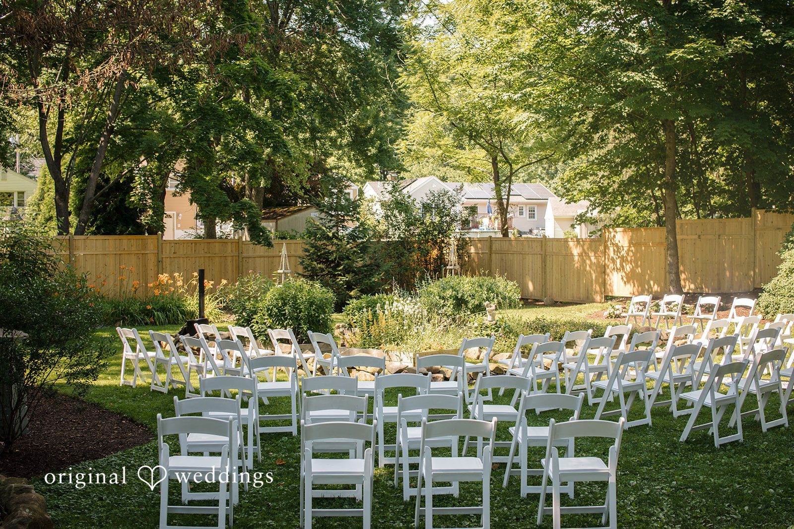 Alice-sun + Michael Beautiful seating set up for wedding in a backyard