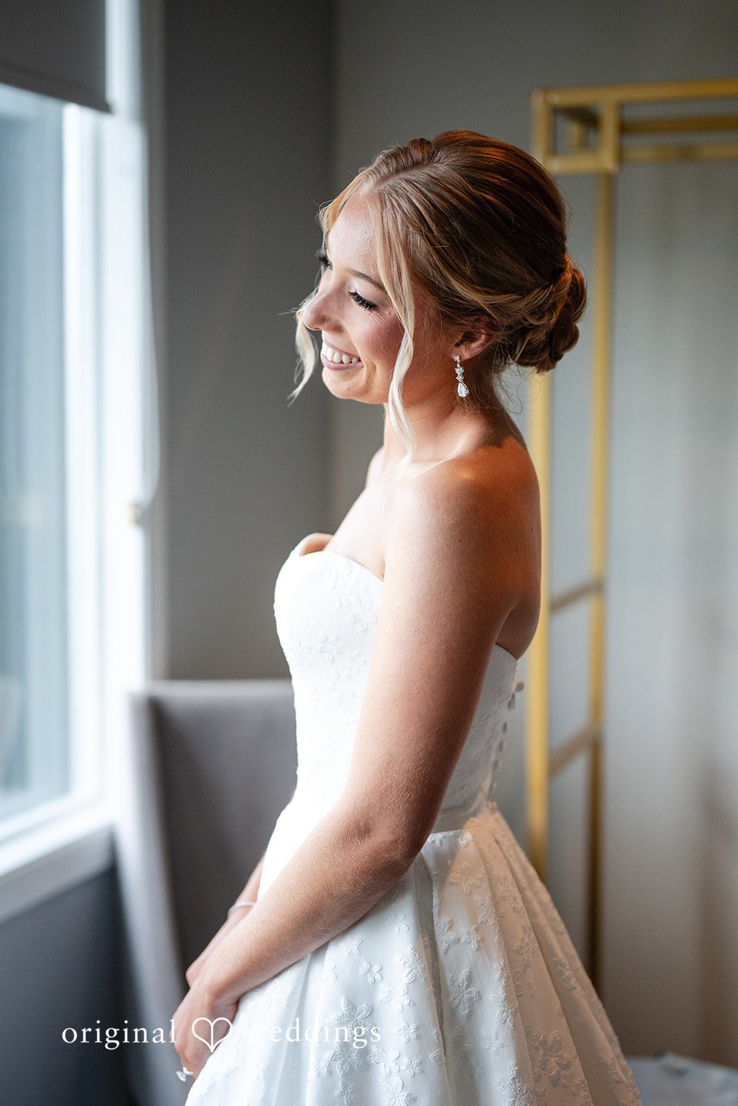 Nikki + Charlie Happy bride in her wedding gown