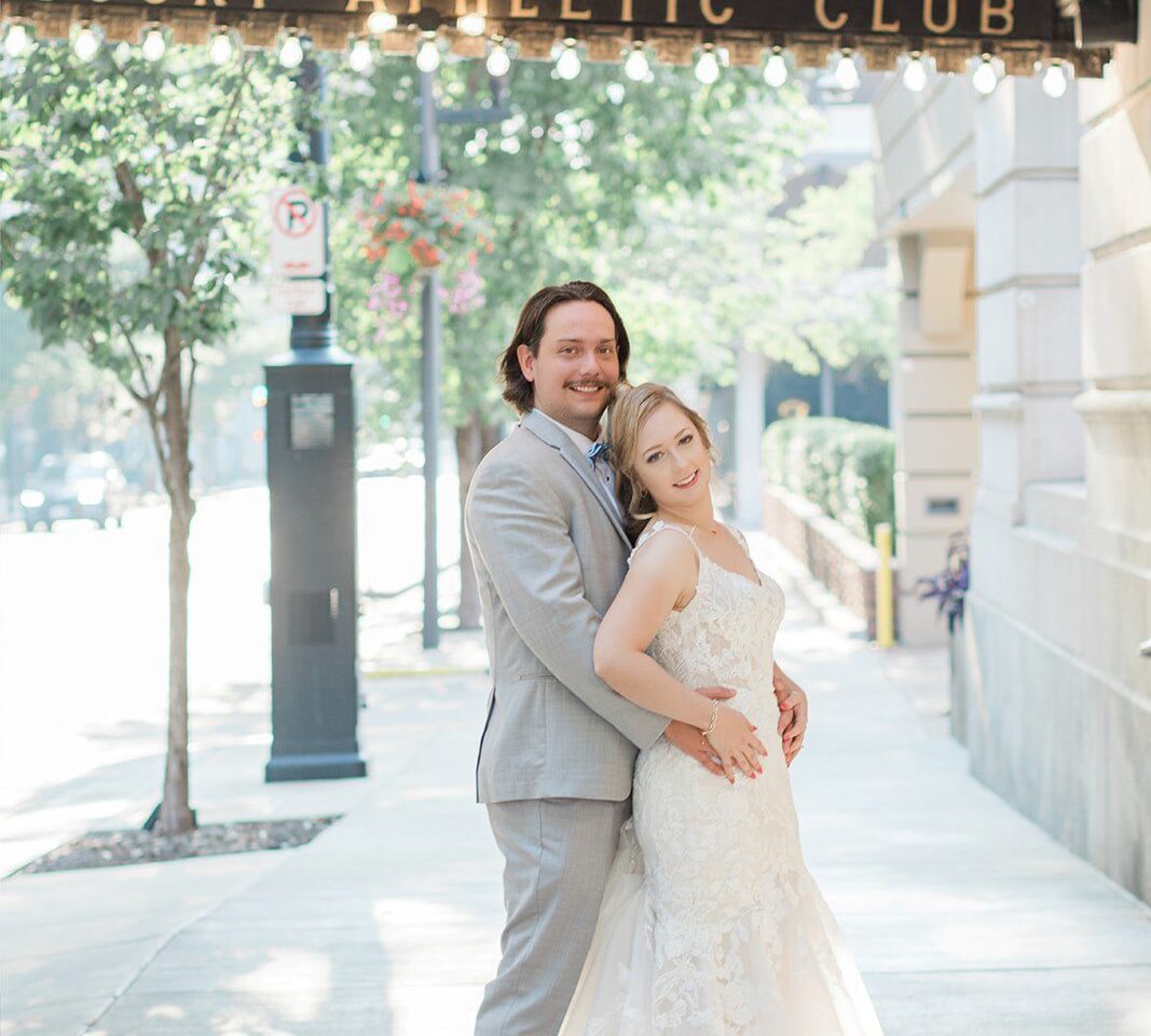 Stunning Portrait of couple at The Missouri Athletic Club - Downtown by St. Louis Wedding Photographers from Original Weddings.