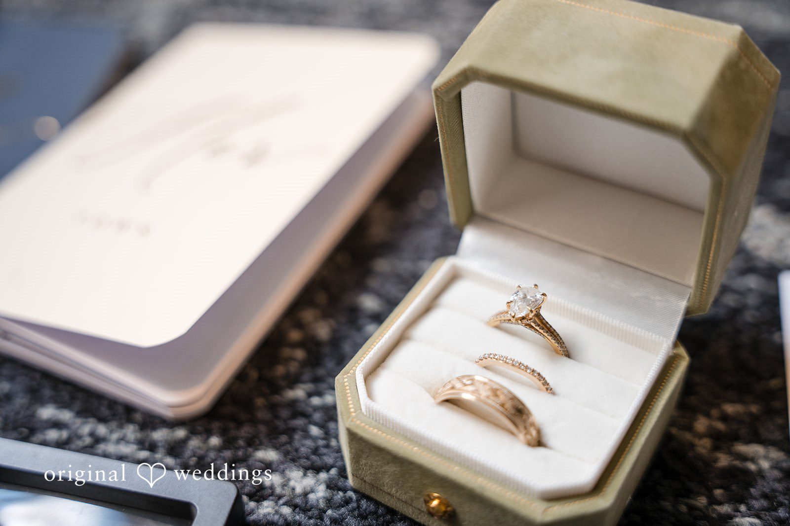 Chelsea + Matthew Beautiful close-up of ring details at The Rivulet