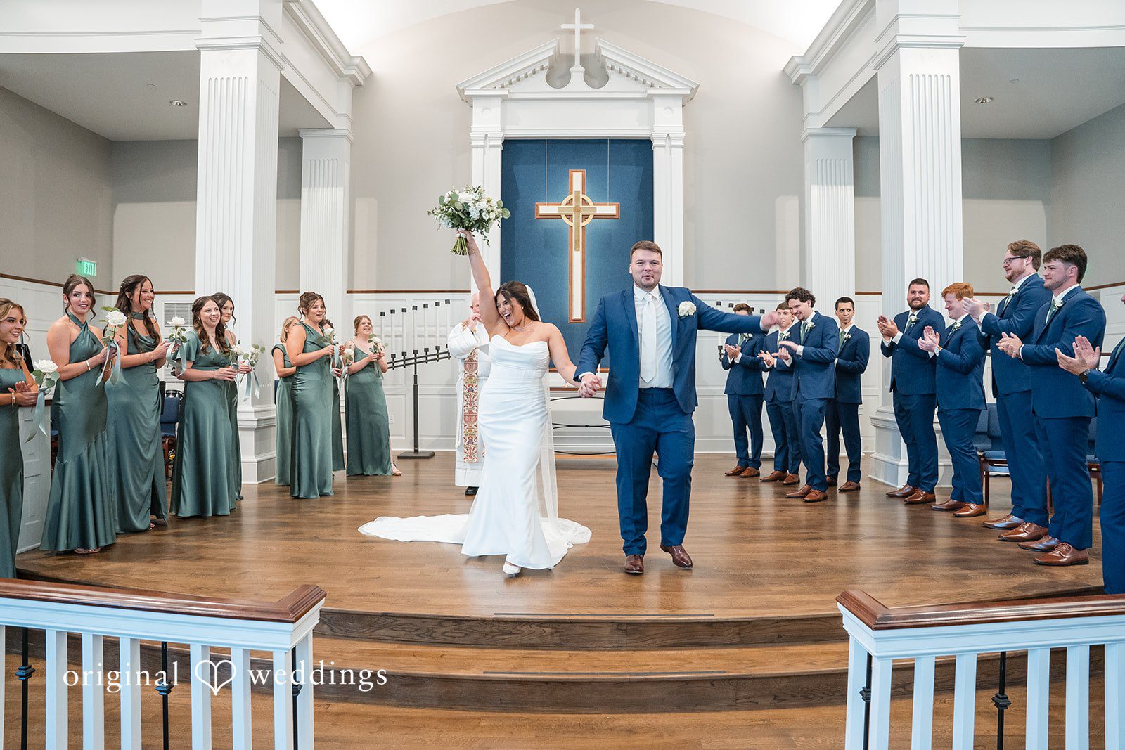 Chelsea + Matthew Beautiful wedding couple pose after ceremony at The Rivulet