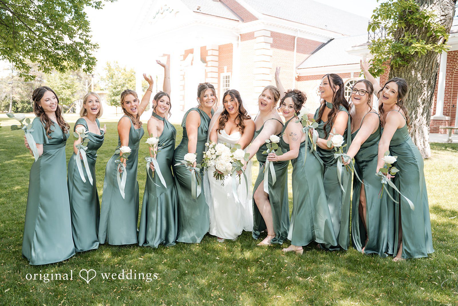 Chelsea + Matthew Bride and bridesmaids sharing joyful moments at The Rivulet