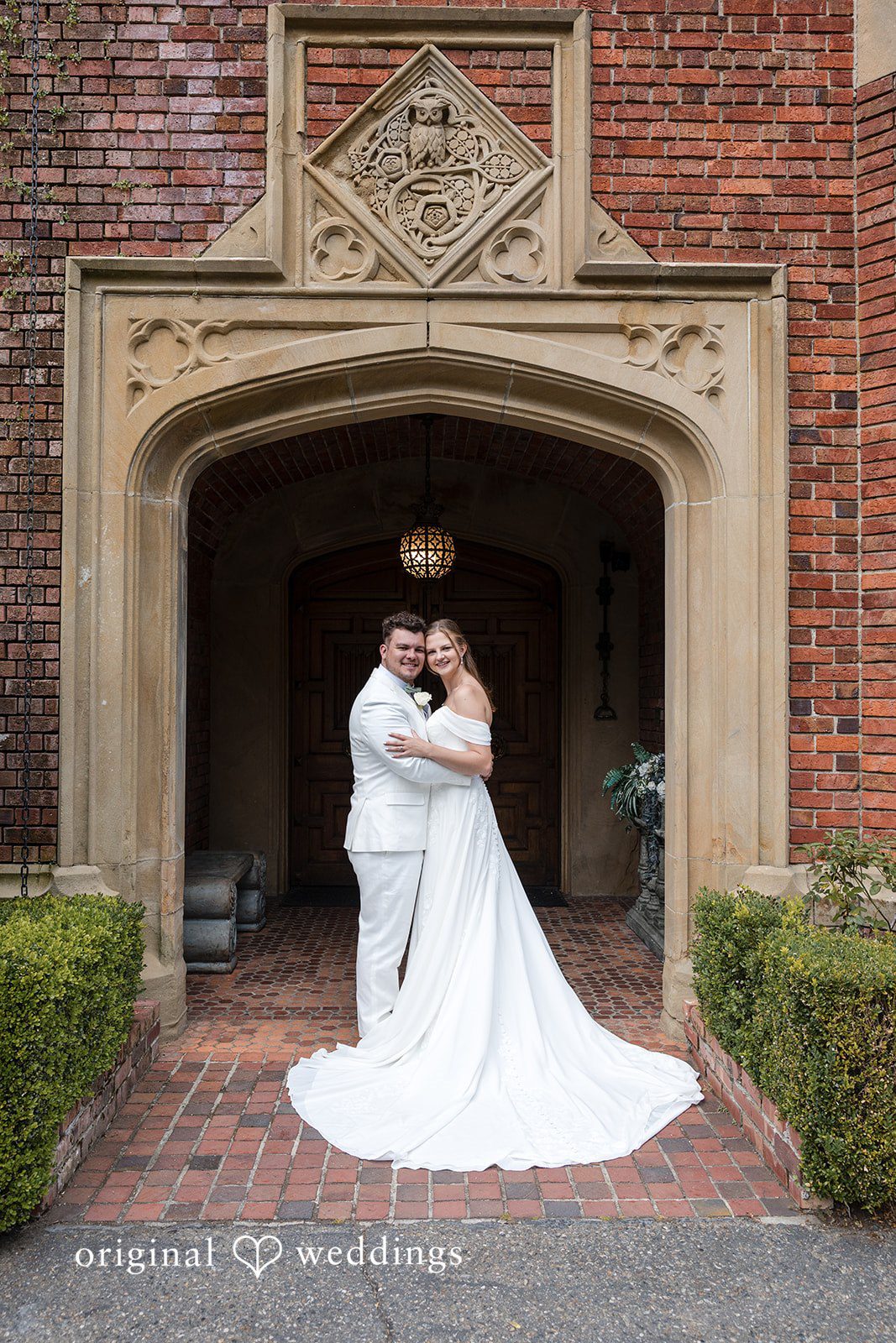 Kaelyn + Isaac Portrait by the Thornewood Castle's iconic building