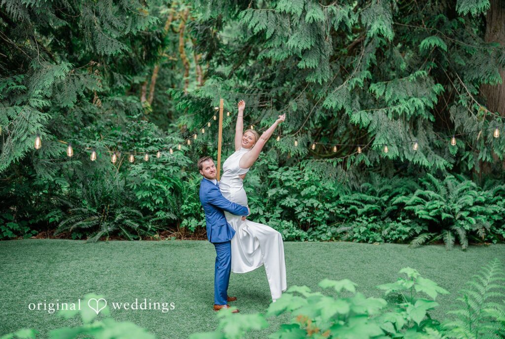Destiny + Maksim Stunning Portrait of couple at Treehouse Point by Seattle Wedding Photographers from Original Weddings.