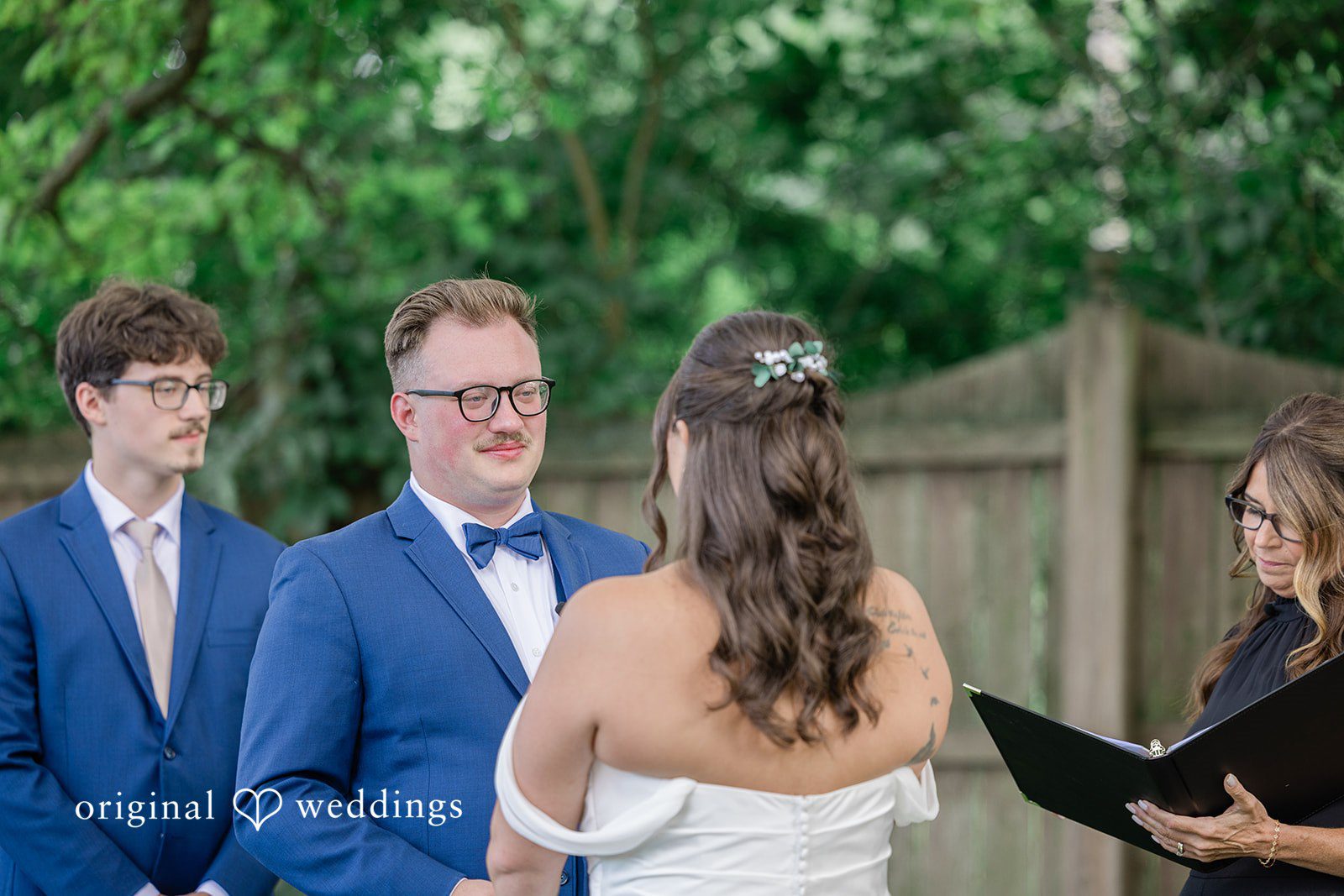 Emily + Joshua Cleveland Wedding Photographers capturing heartfelt ceremony moments at Whitehall Columbia by Original Weddings.