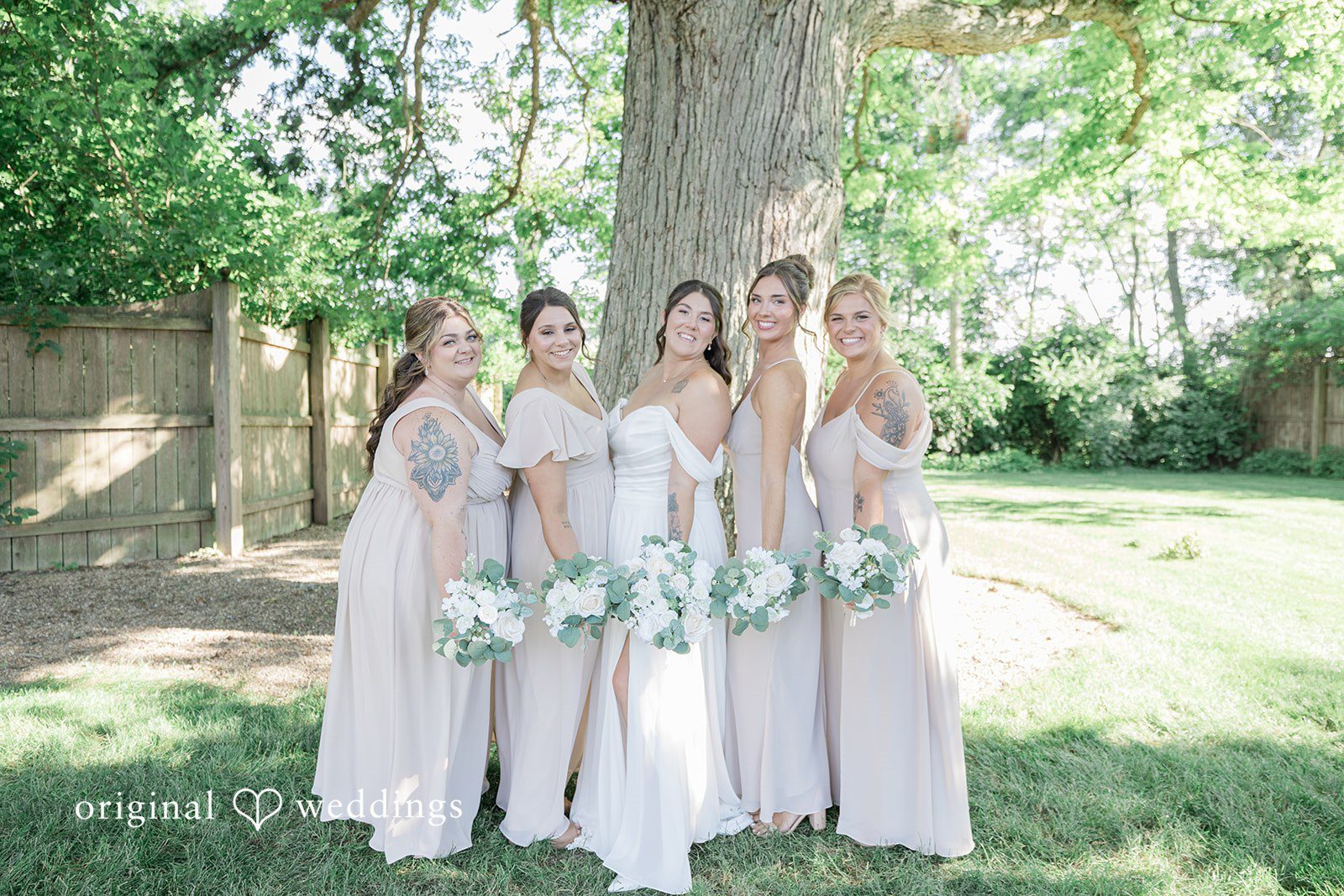 Emily + Joshua Bride posing with the bridesmaids before the ceremony at Whitehall Columbia