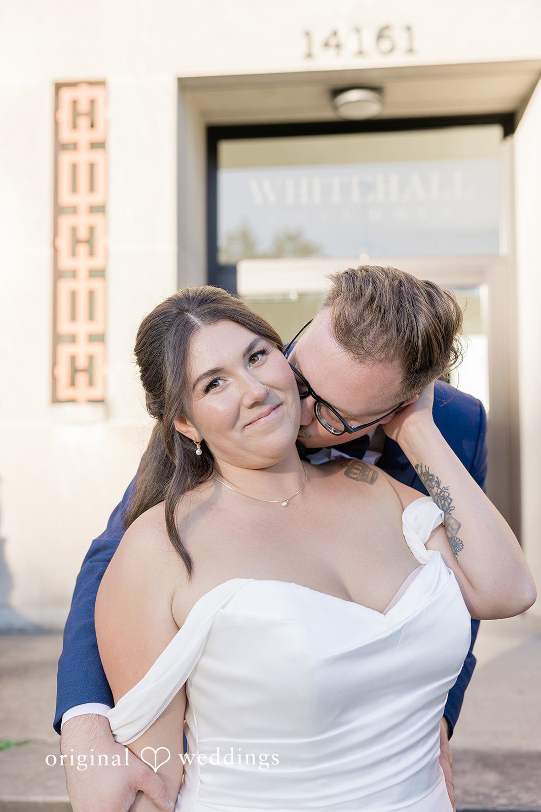 Emily + Joshua Beautiful neck kiss moment of couple