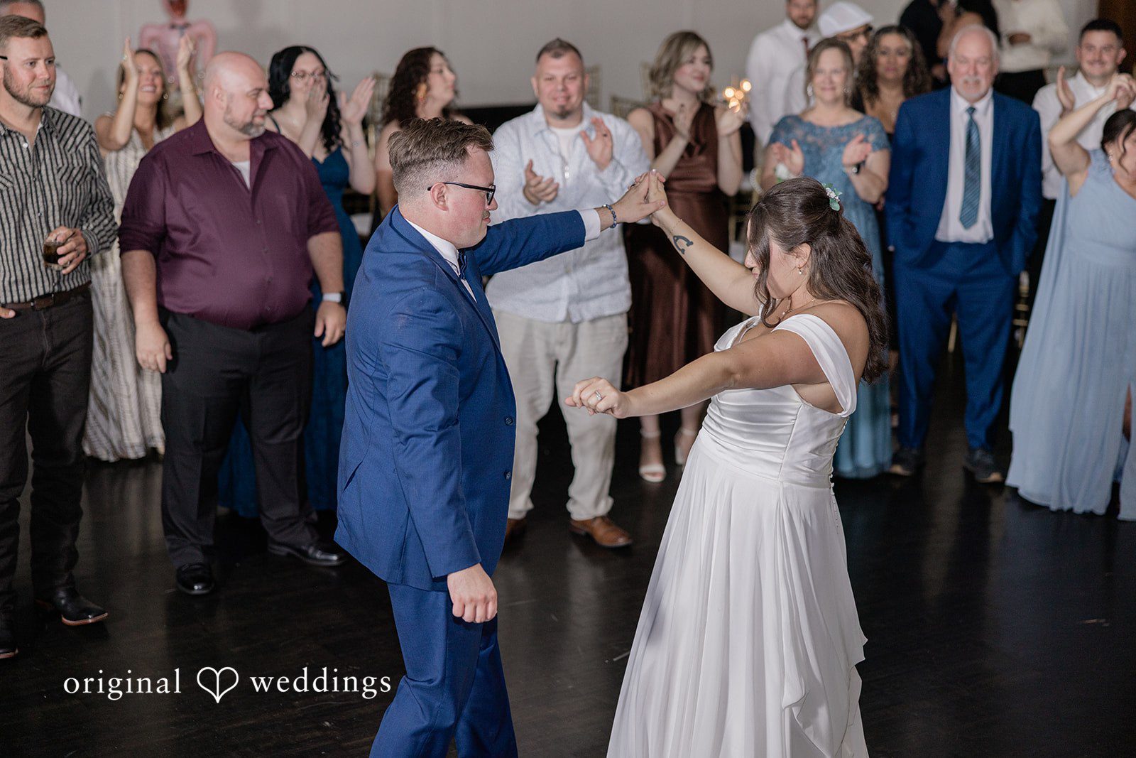 Emily + Joshua Romantic dance shared by the newlyweds during the reception.
