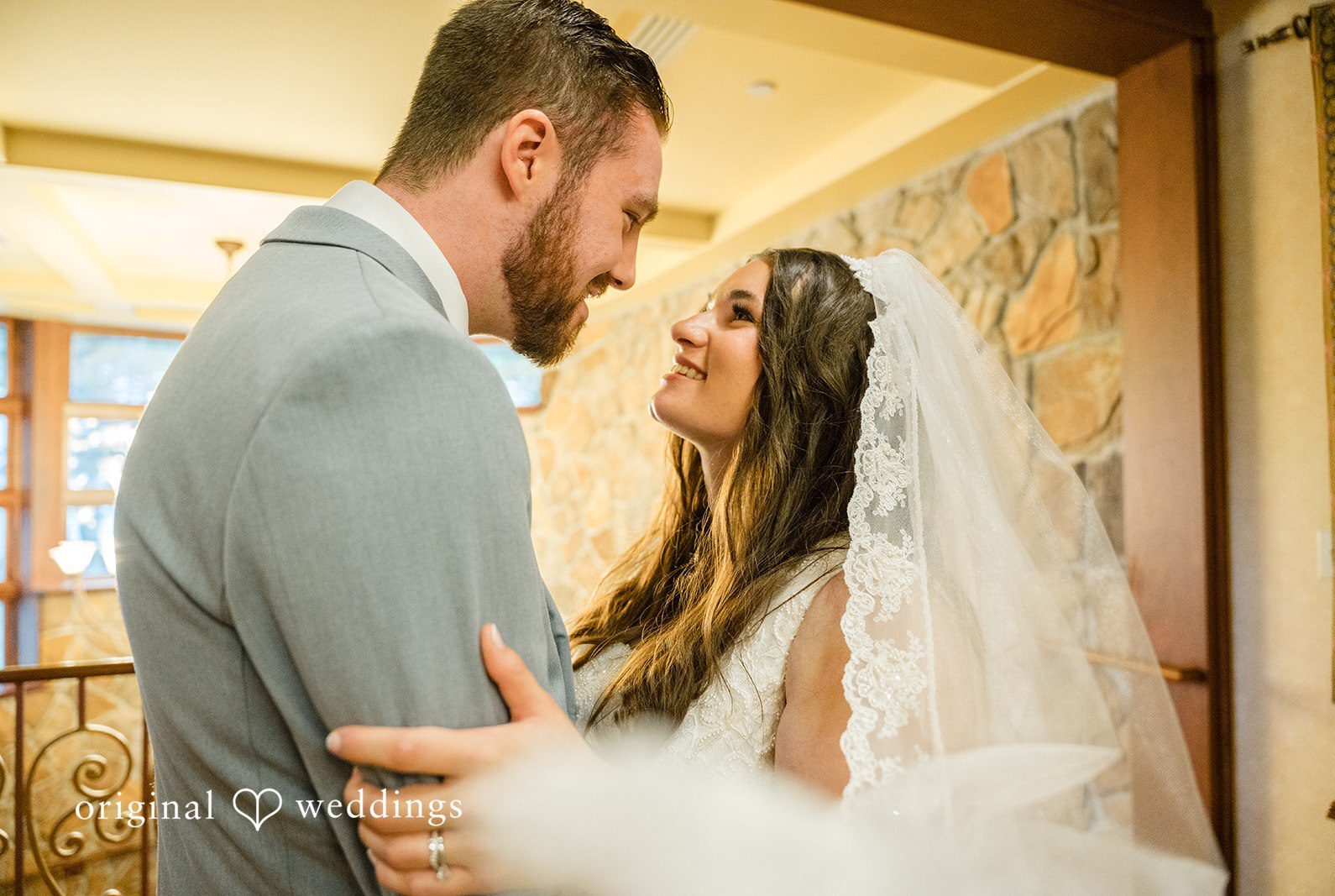Stunning Portrait of couple at Cafe Escadrille by Boston Wedding Photographers from Original Weddings.