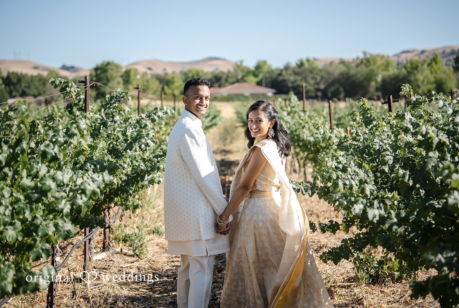 Stunning Portrait of couple at Casa Real at Ruby Hill Winery by San Francisco Wedding Photographers from Original Weddings.