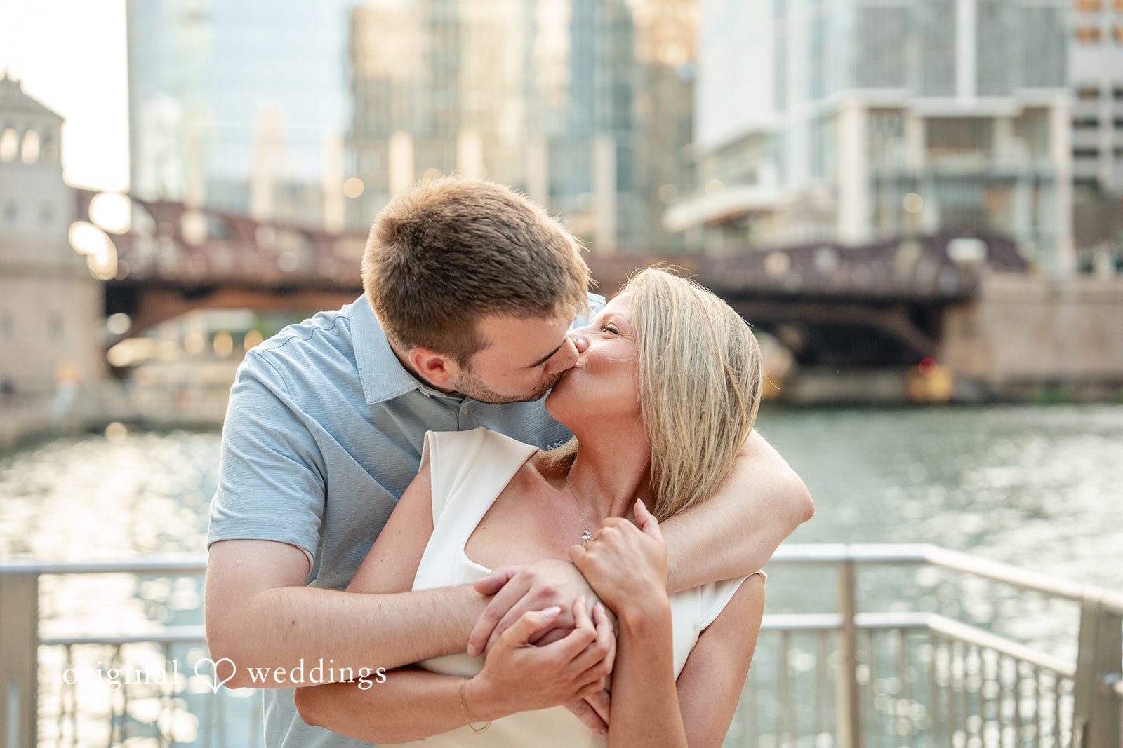 Amy + Michael The couple shares a kiss