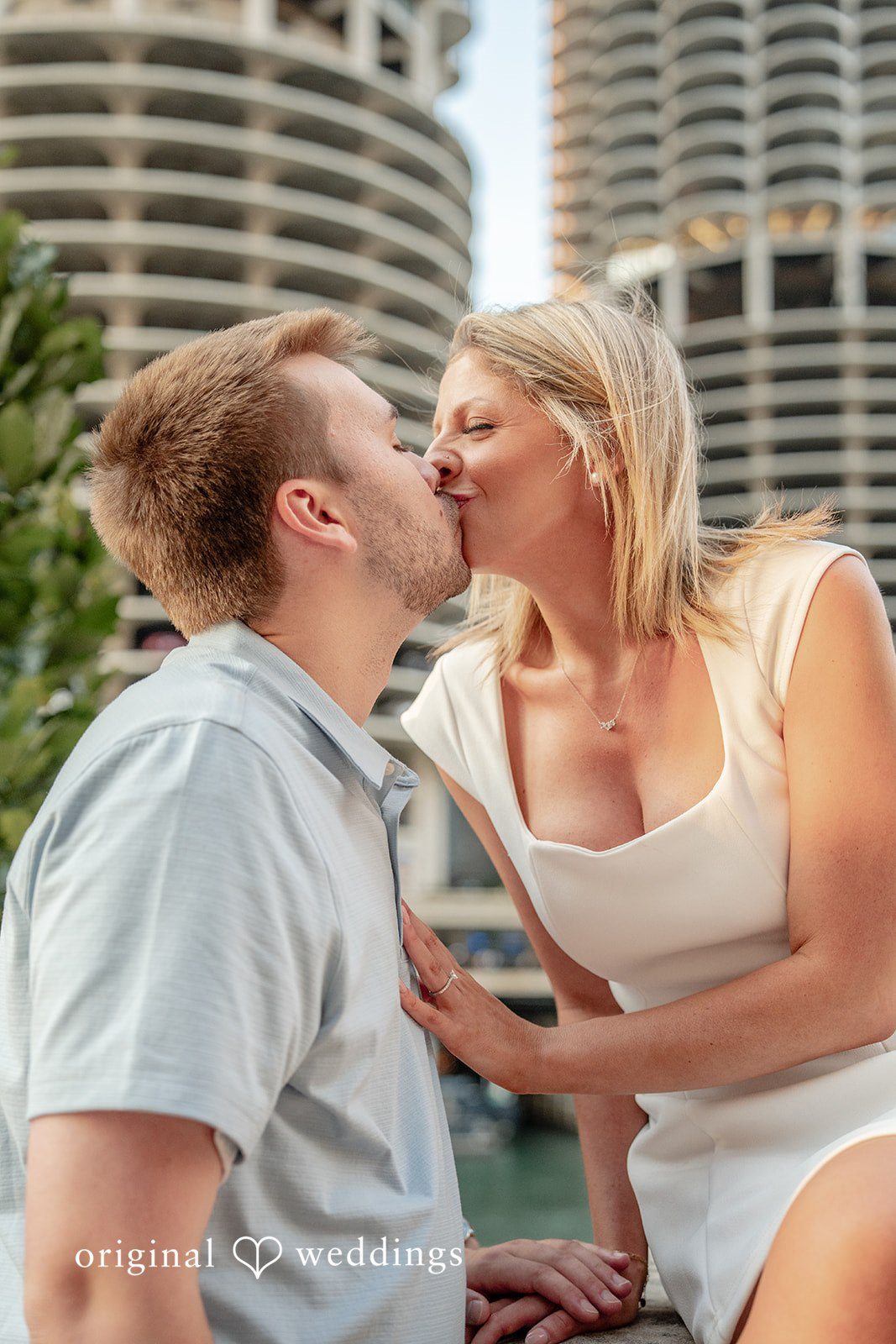 Amy + Michael The couple shares a kiss