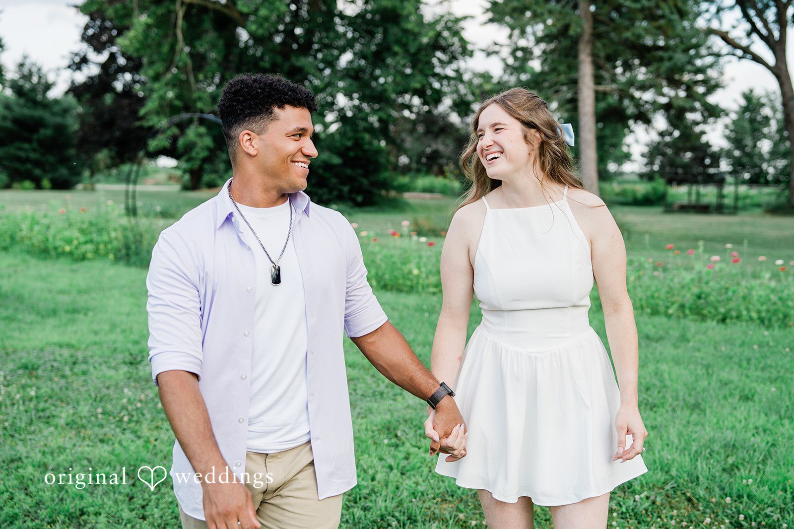 Kaelan and Paige engagement session at Dented Gate Flower Farm captured by Chicago engagement photographers.