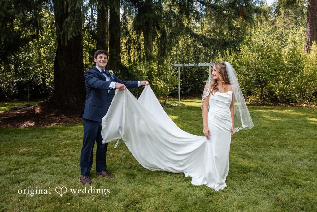 Alissa + Duncan Stunning Portrait of couple at Evergreen Meadows by Seattle Wedding Photographers from Original Weddings.