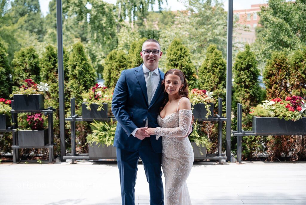 Lucy + Cormac Stunning Portrait of couple at Lacuna Lofts by Chicago Wedding Photographers from Original Weddings.