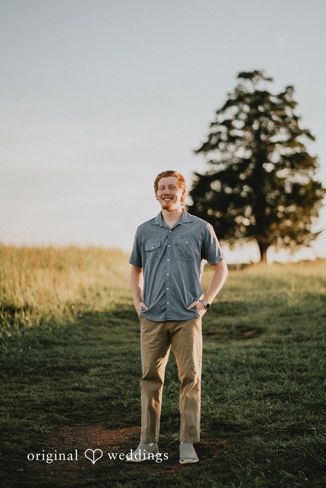 A cute portrait of the groom at Manassas Battlefields