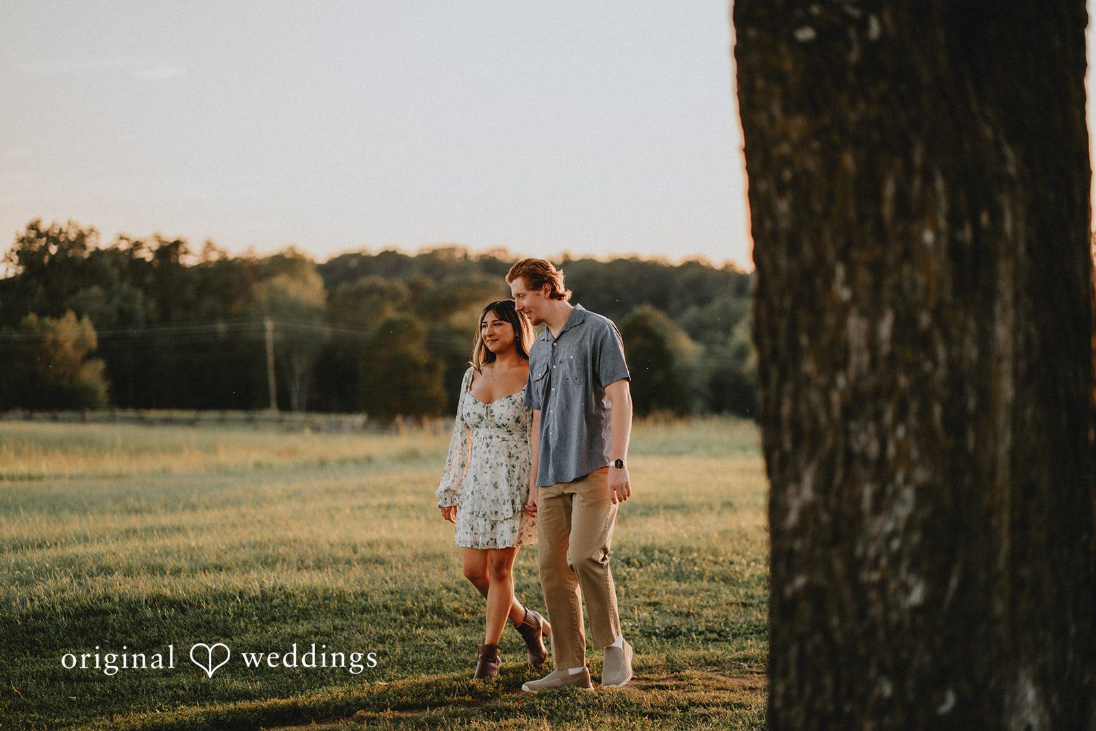 The couple takes a walk