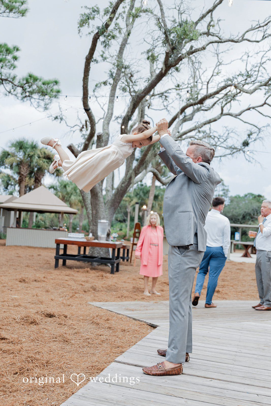 mingo-point-airy-charleston-jennifer-zac-554-ccc-0769-14 A wedding guest raising the toddler during a reception celebration.