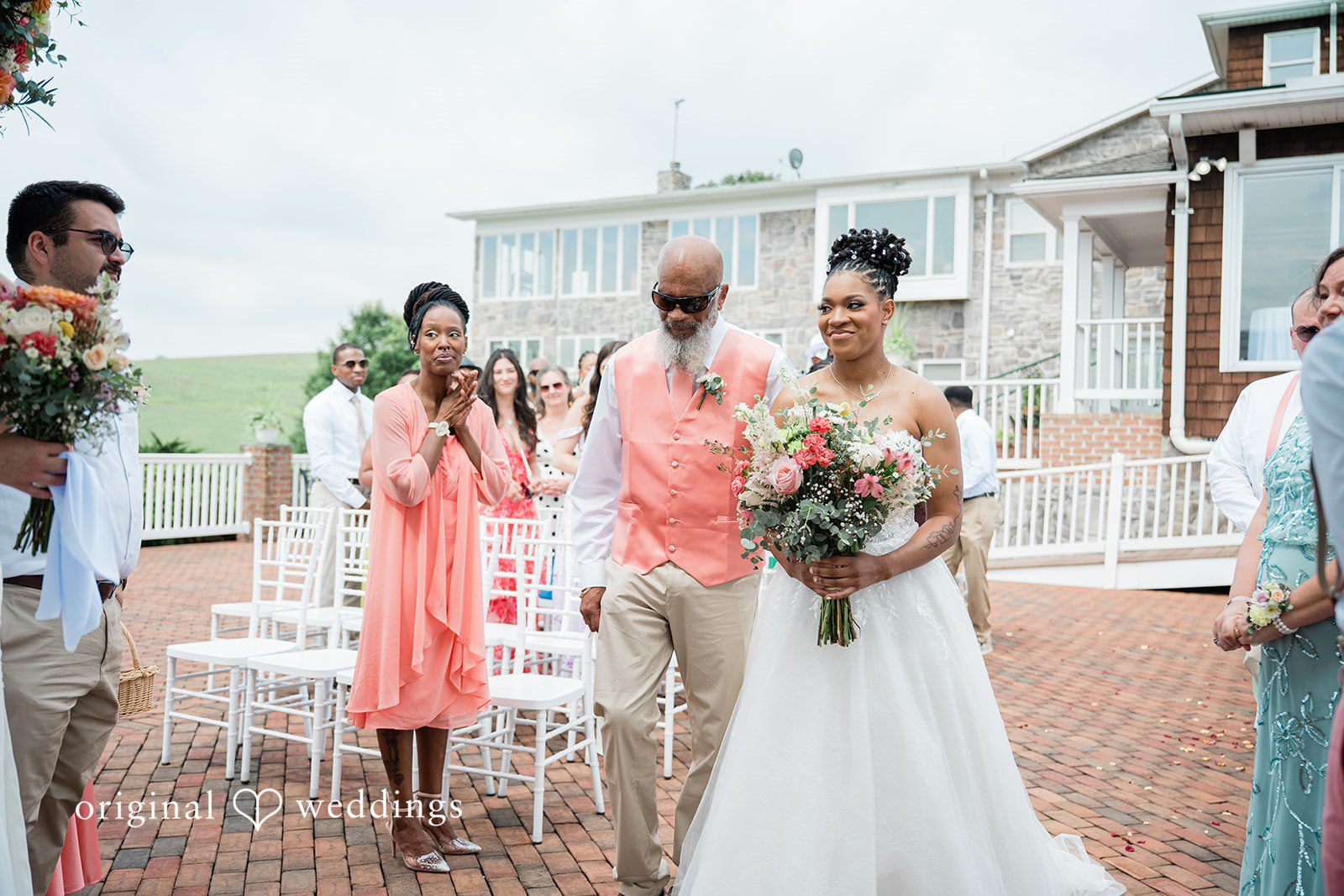 The bride walks down the aisle