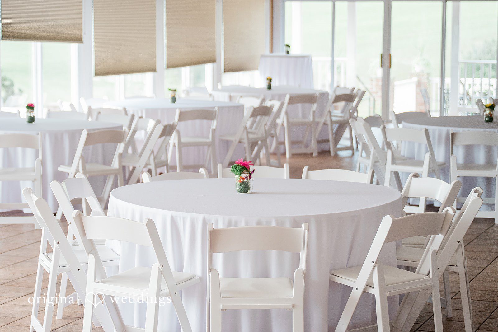 Decorated tables at the wedding reception