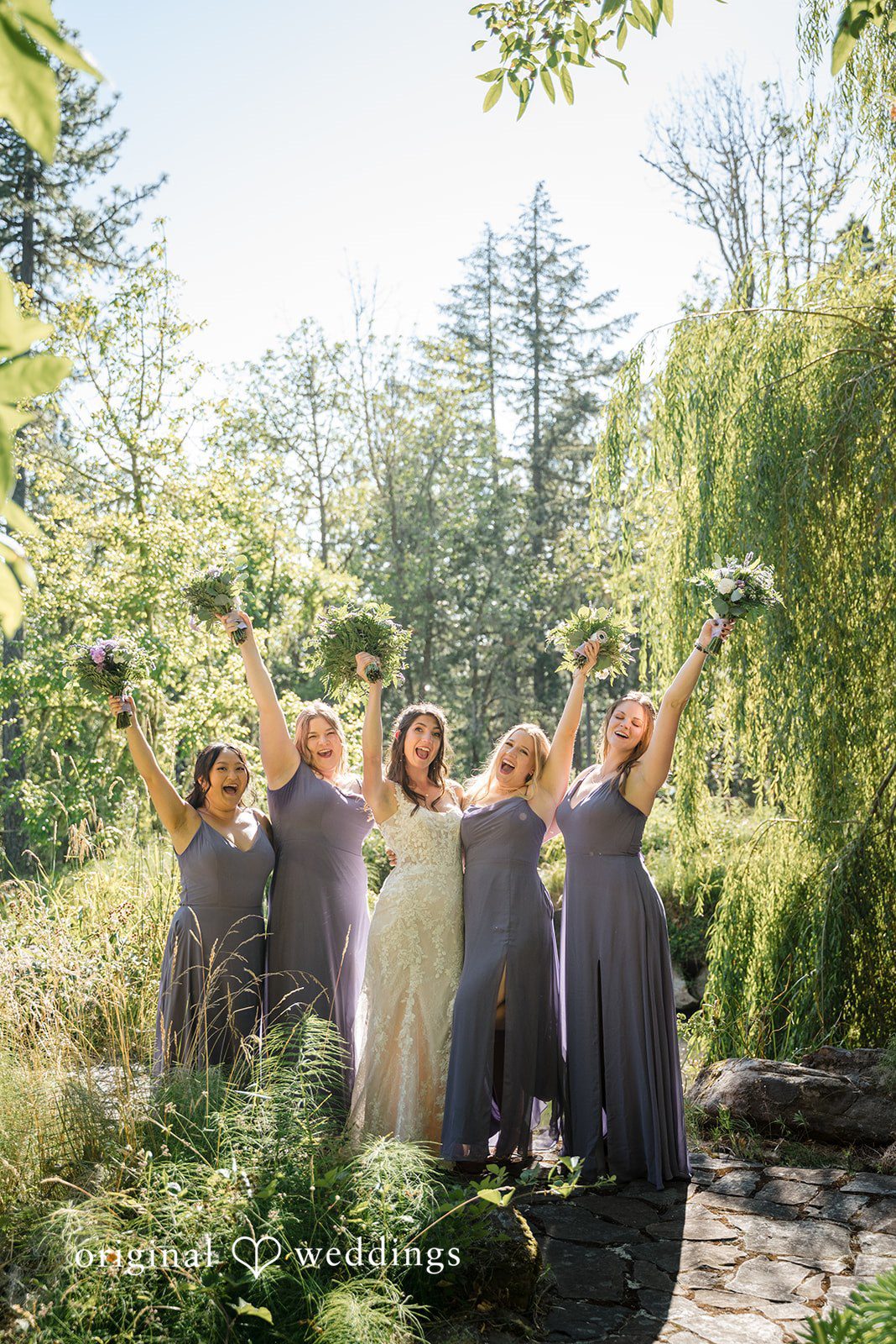 Nikkole + Grant The bride and her bridesmaids show deep excitement