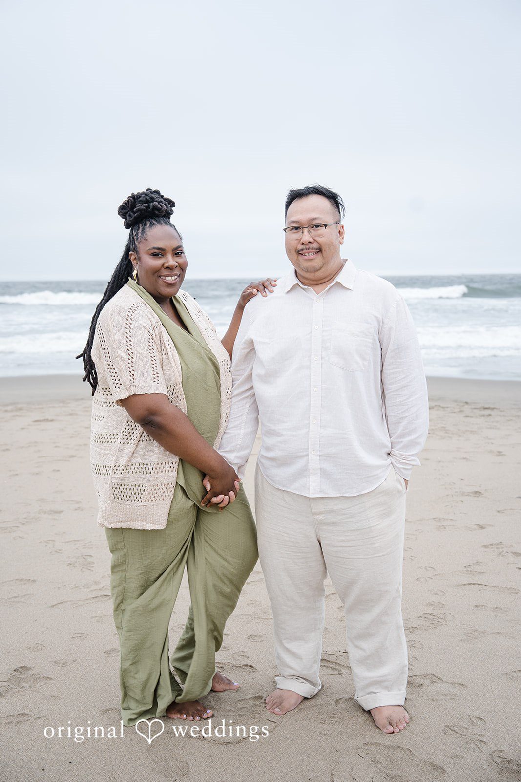 Ashley + Willard Stunning portrait of couple at Ocean Beach by San Francisco Engagement Photographer from Original Weddiings.