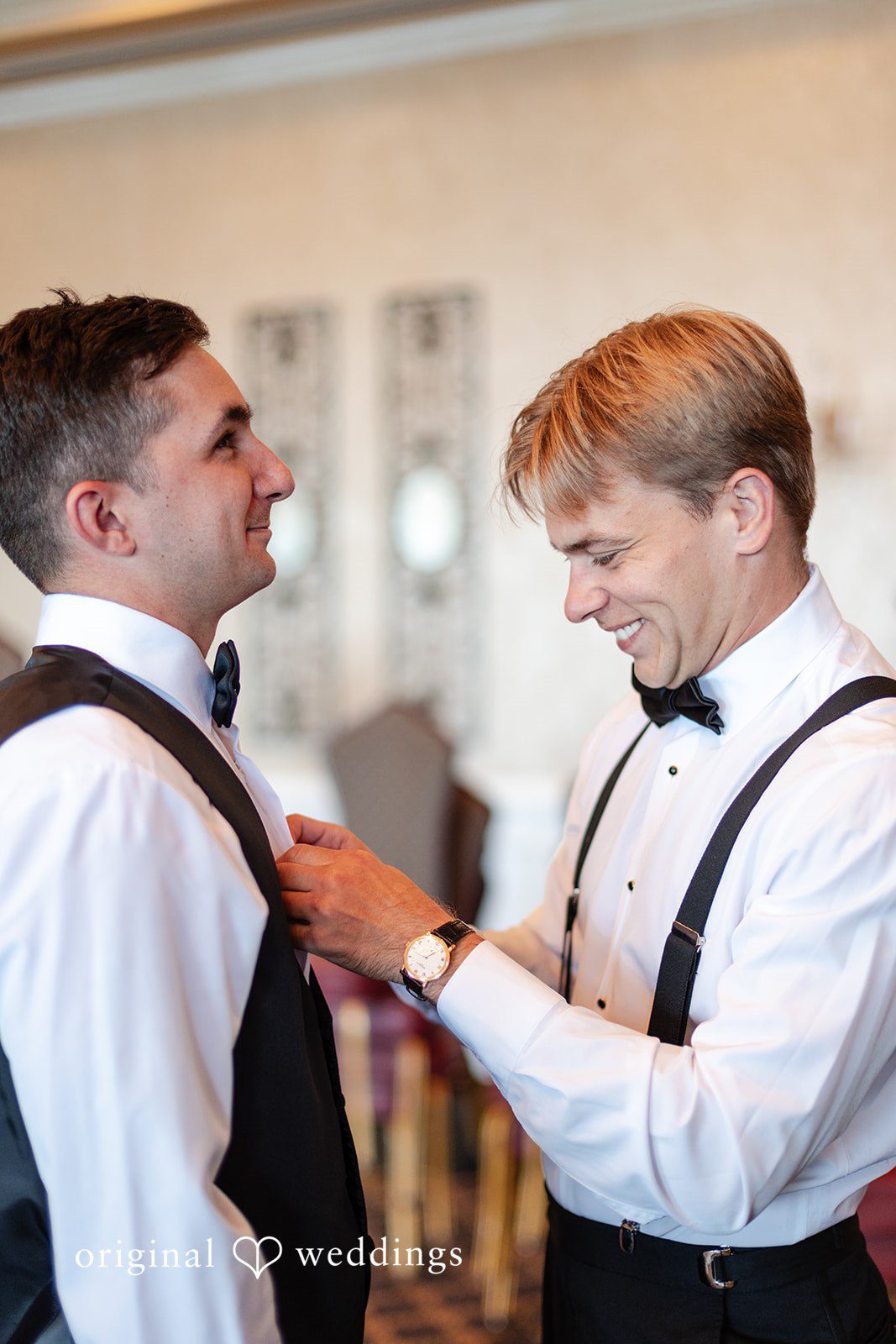 The groom gets ready