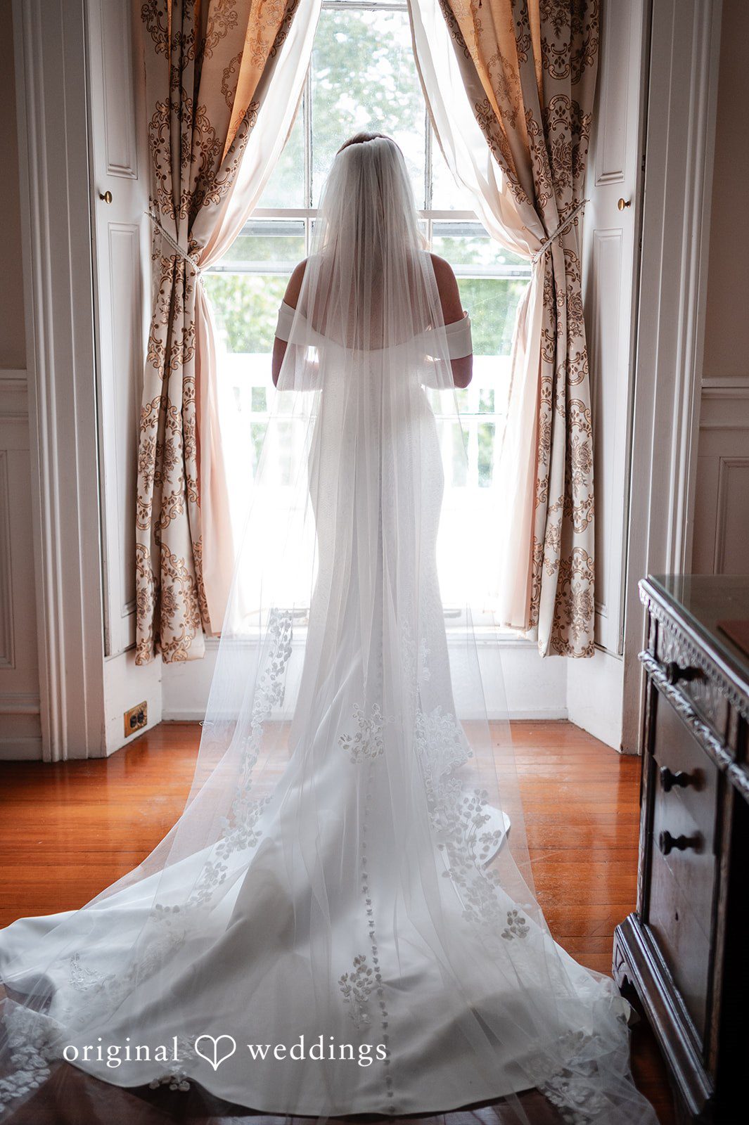 A stunning back-view portrait of the bride