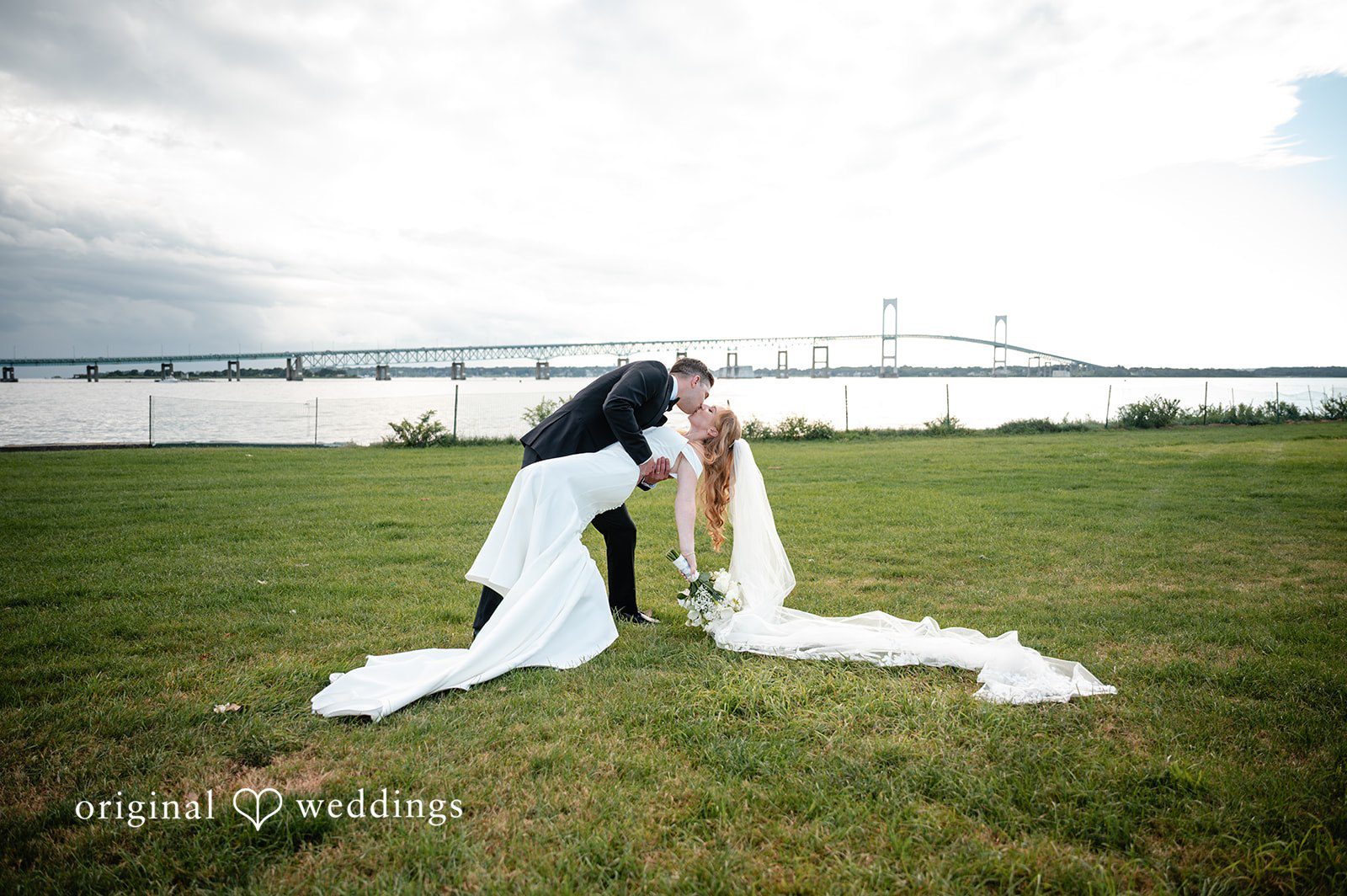 A romantic portrait of the couple in the outdoors