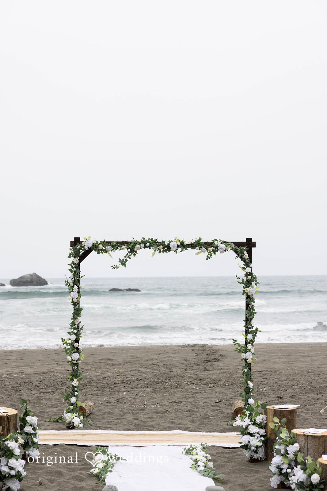 Brittany + Evan The wedding ceremony space at the Hidden Beach Trail