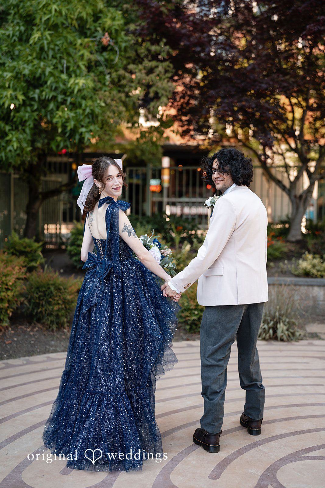 Kshitij + Hannah Our Seattle wedding photographers at Original Weddings captured a stylish portrait of the couple at St Paul's Episcopal Church