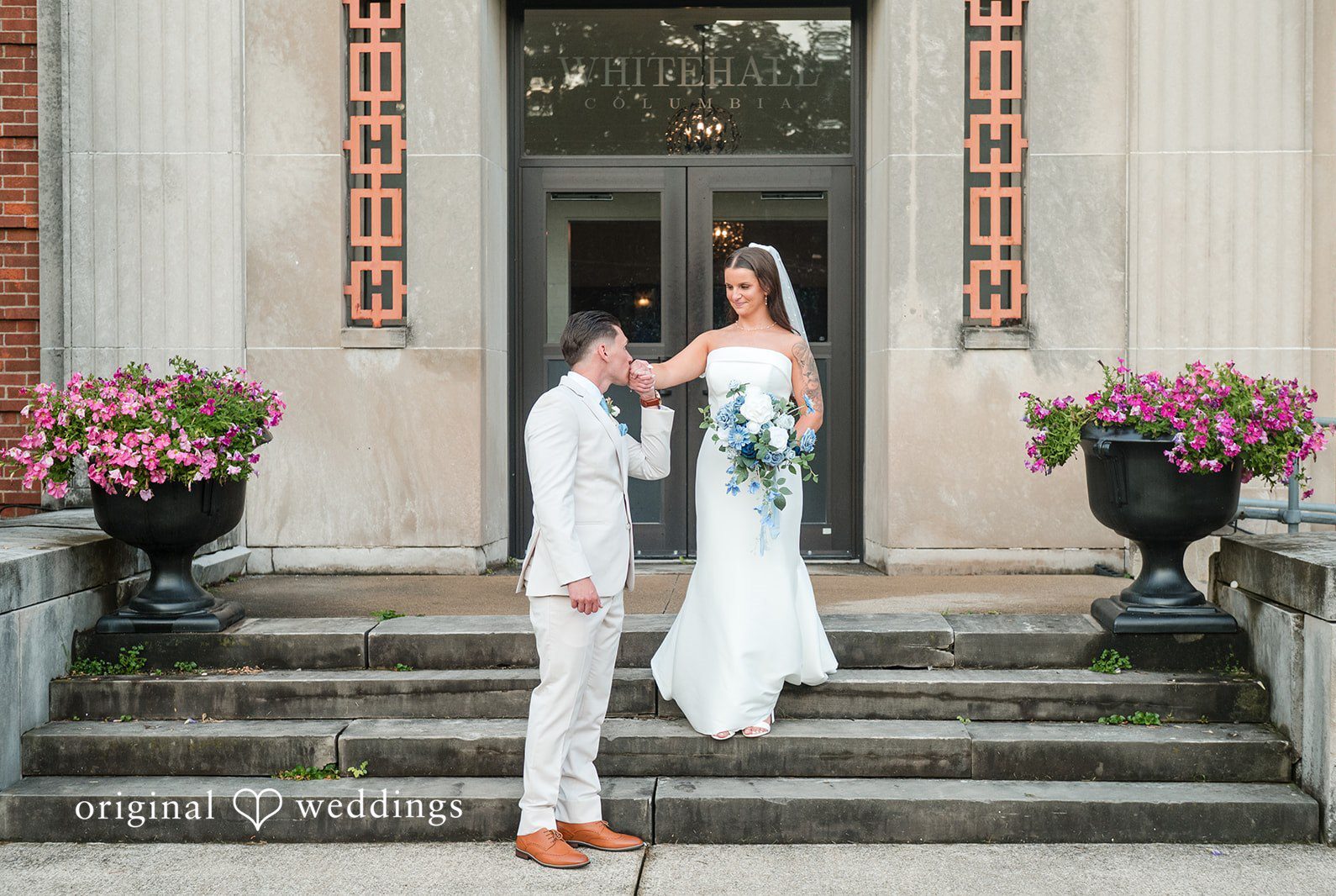 Stunning Portrait of couple at Whitehall Columbia by Cleveland Wedding Photographers from Original Weddings.