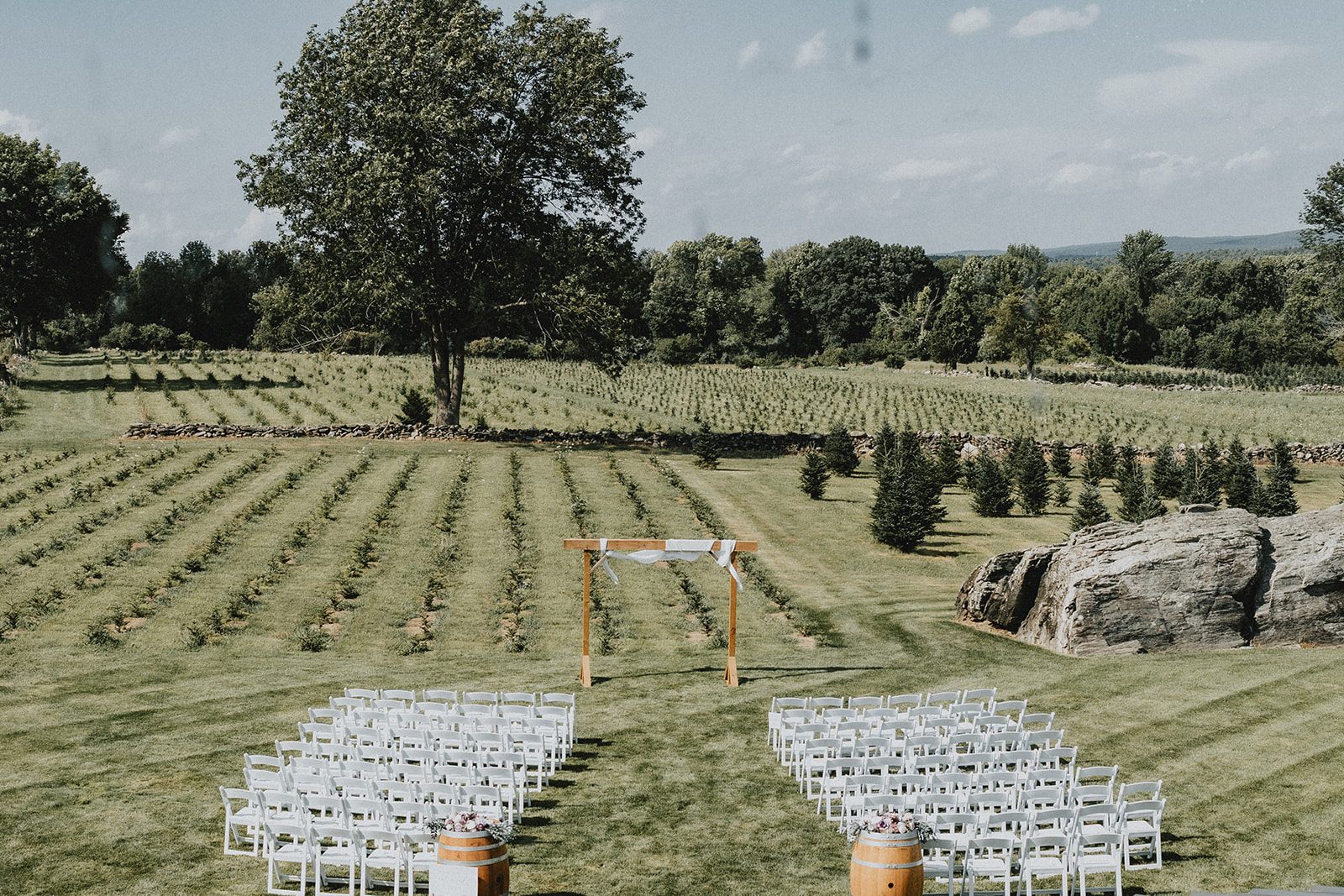 Ceremony seating in the field at Allen Hill Farm Ceremony seating in the field at Allen Hill Farm