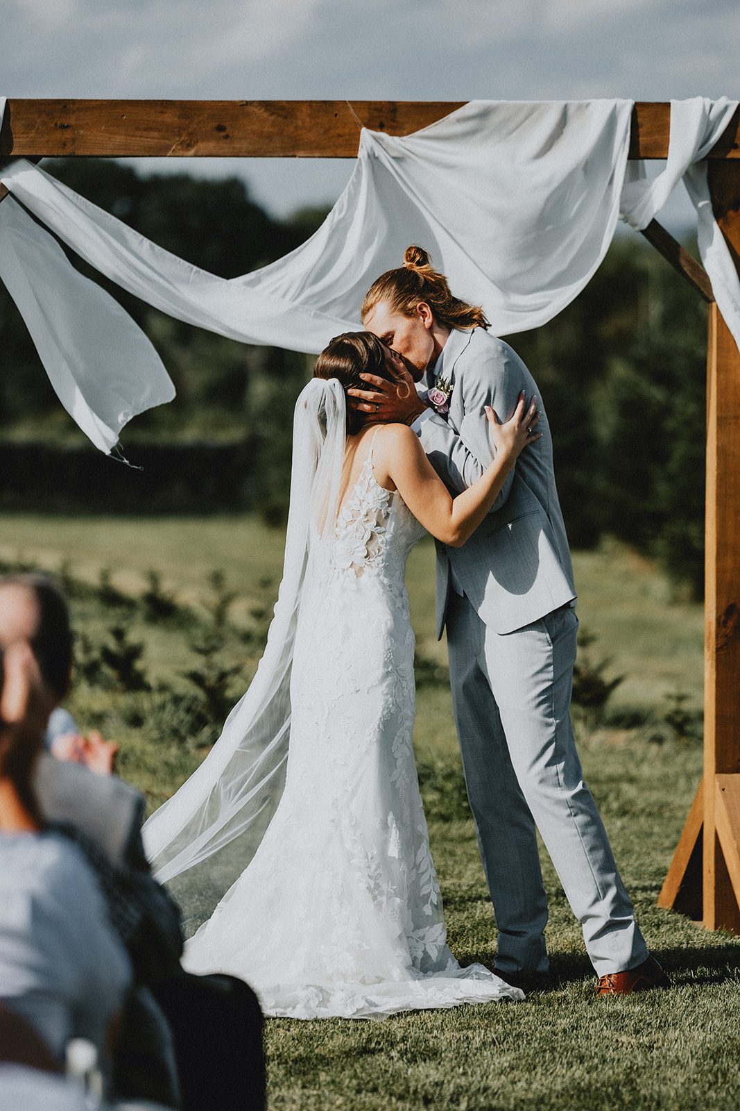 First kiss in front of their guests First kiss in front of their guests