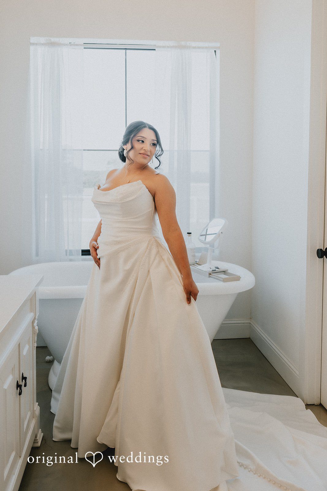 Briana + Joshua Bride in the bridal suite at Always Timeless Barn