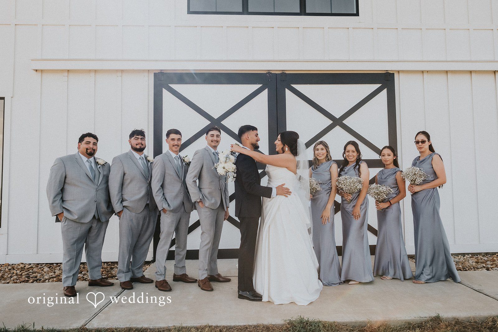 Briana + Joshua Wedding party by the barn at Always Timeless Barn