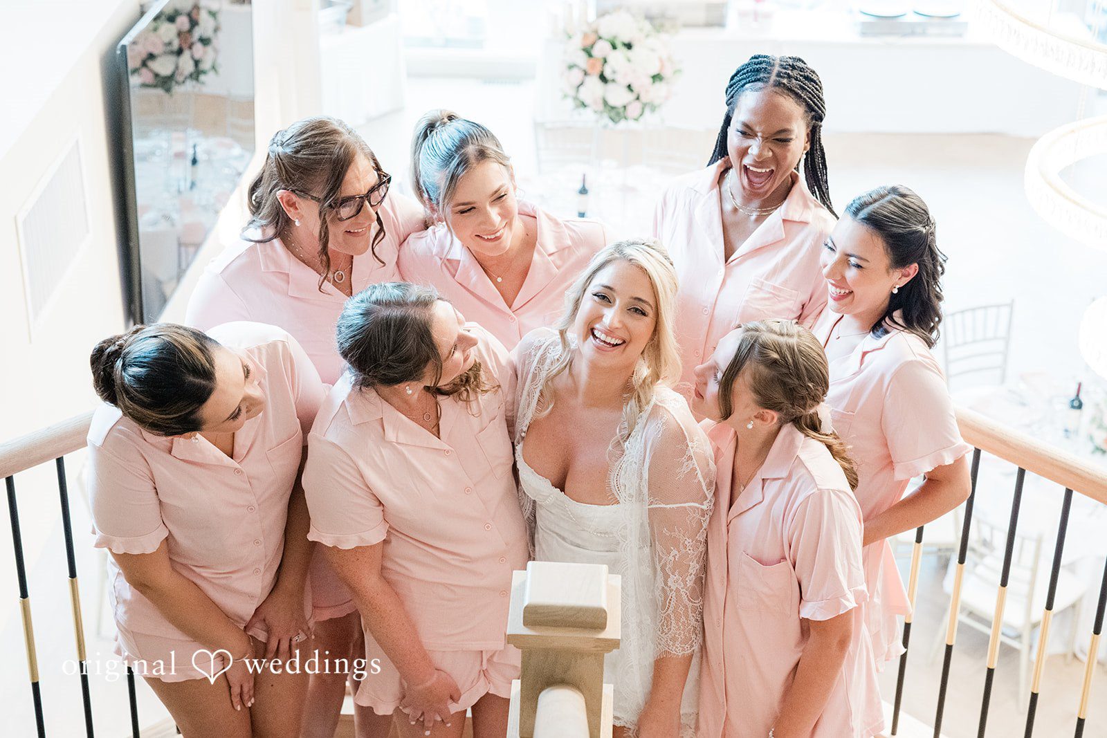 Jackie + Will Bridesmaids getting ready together on the wedding morning
