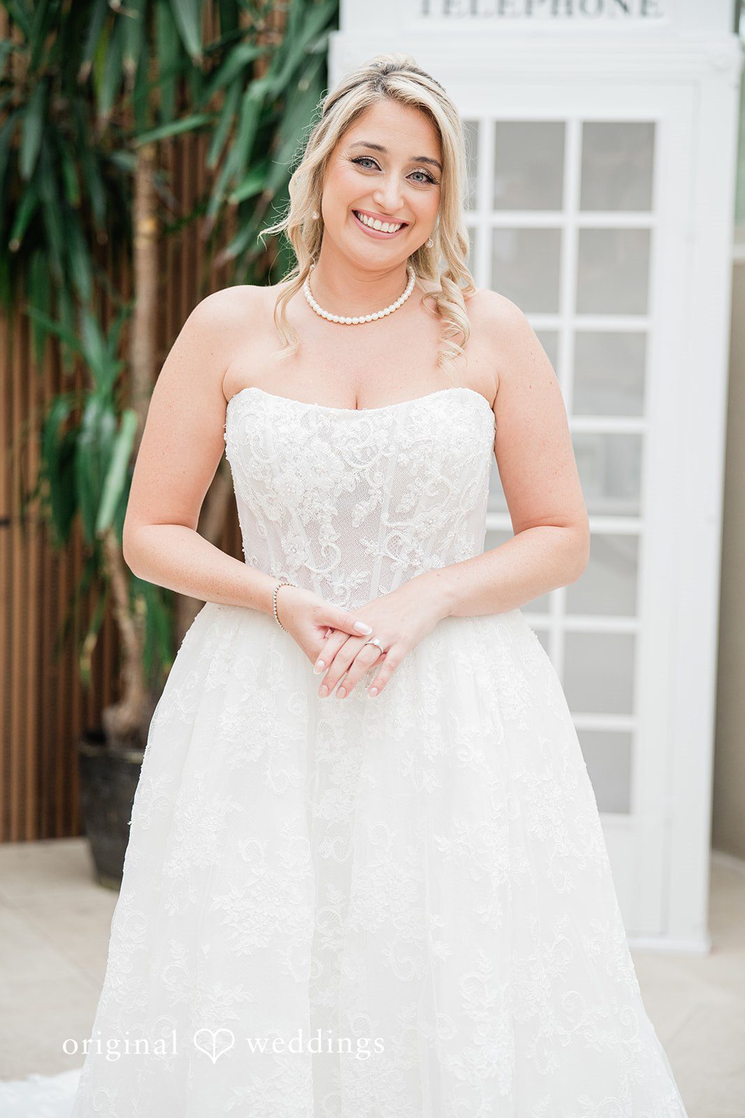 Jackie + Will Full length portrait of Jackie in her wedding dress