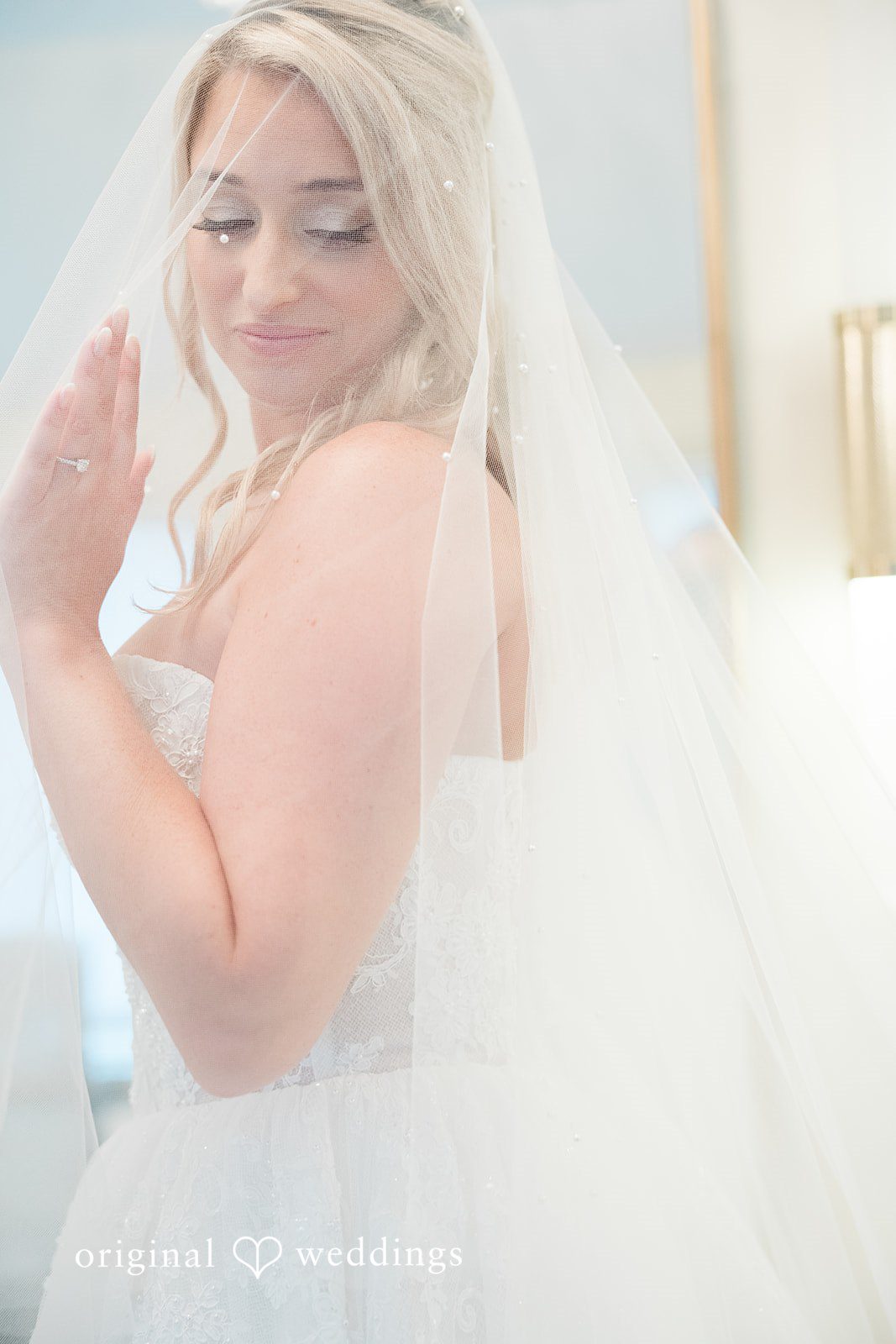 Jackie + Will Bride in her veil before the ceremony at Anthony's Ocean View