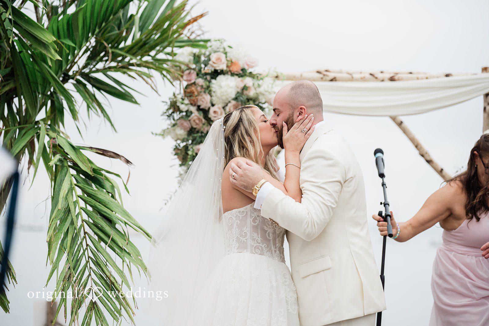 Jackie + Will First kiss as newlyweds at Anthony's Ocean View