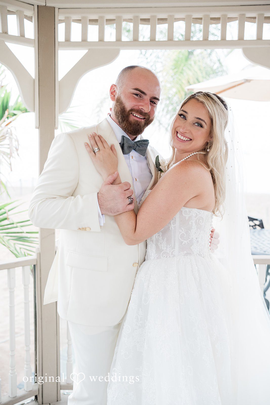Jackie + Will Jackie and Will in the gazebo, captured by New York wedding photographers from Original Weddings