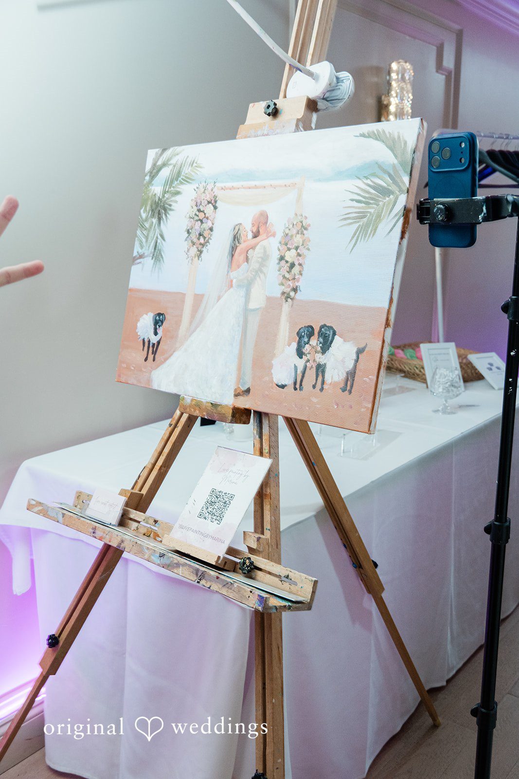 Jackie + Will Welcome sign and easel display at Anthony's Ocean View
