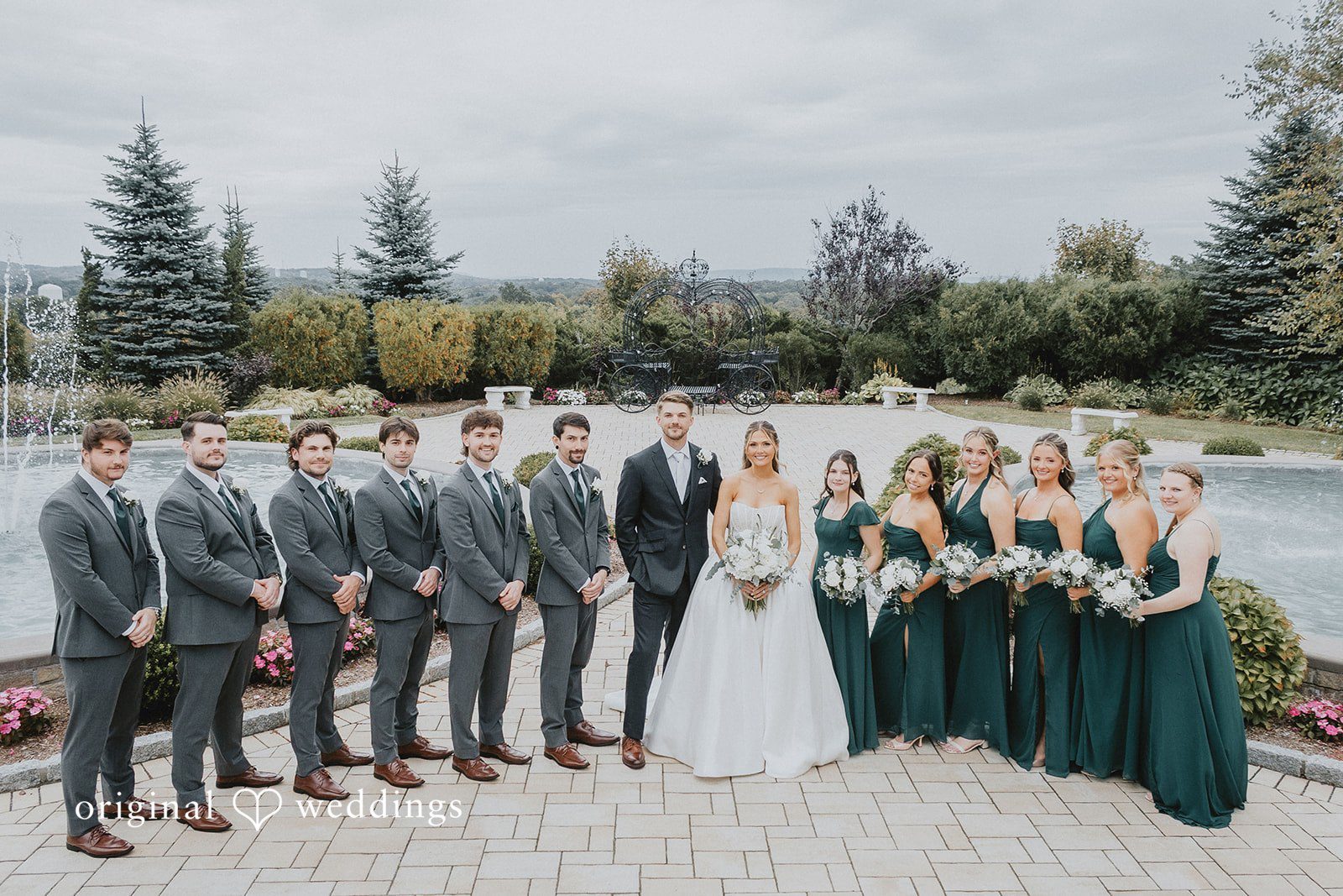 Emily + Max Full wedding party on the grounds