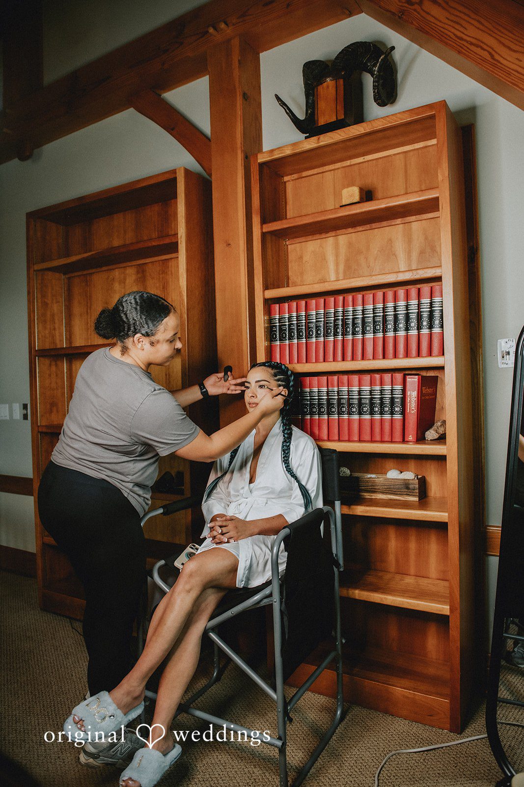Johana + Arthur Johana getting ready for the wedding at Aspen Falls