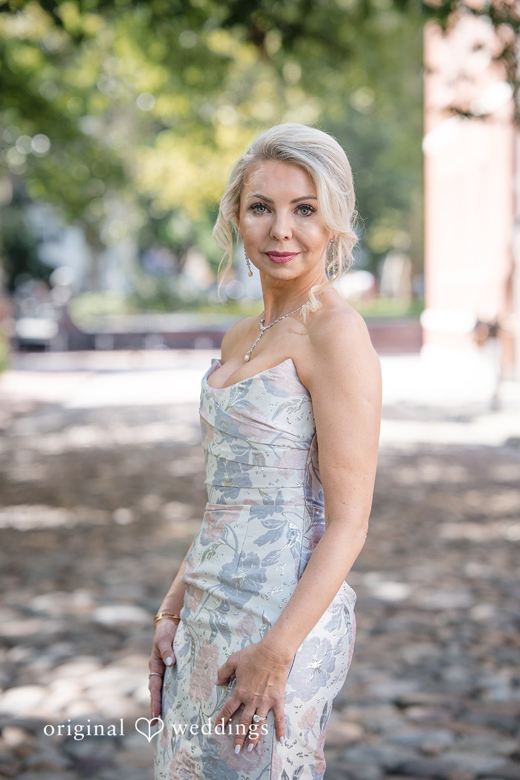 Alexandra + John Bride in a metallic gown under the trees